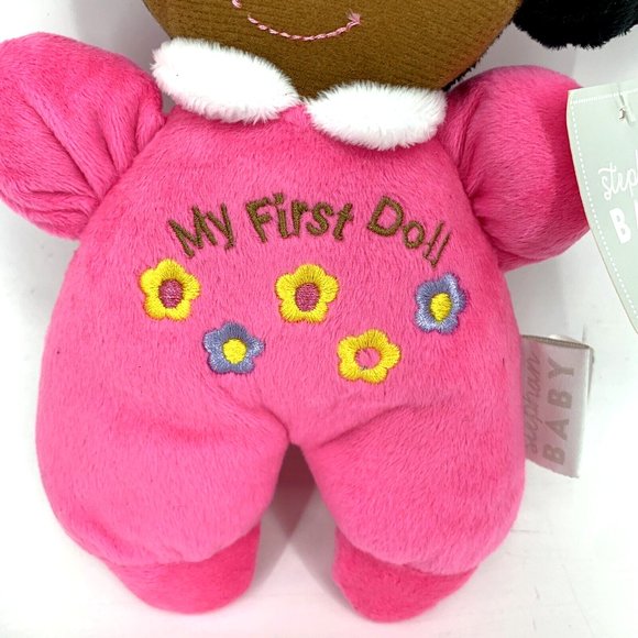 Stephan Baby My First Doll Soft Plush Rattle Black Hair African American NWT New - Picture 3 of 6